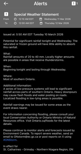 Special weather statement Mar 10, 2026