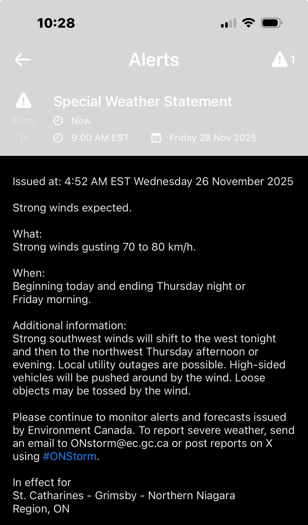Weather Statement Nov 26, 2025